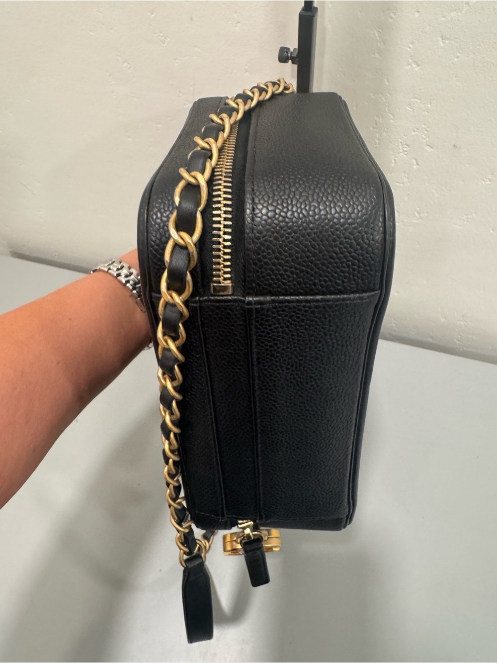 CHANEL Black Caviar Filigree Quilted Vanity Crossbody with Gold Chain - Picture 6 of 8